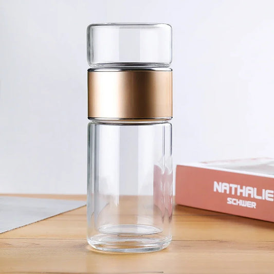 Double-Layer Glass Tea Cup with Anti-Drop Filter