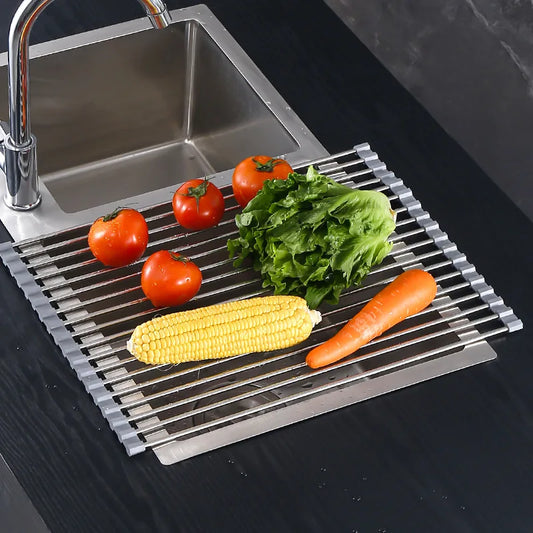 Silicone Stainless Steel Fruit & Vegetable Dish Drainer