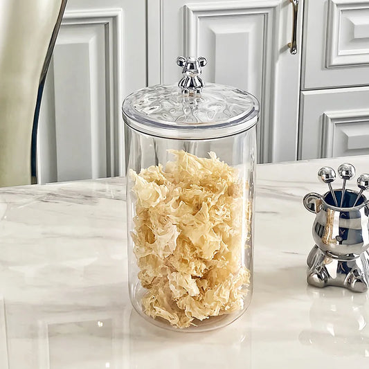 Transparent Food Storage Pots with Lid