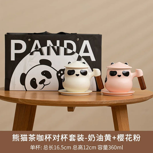 360ml Cute Panda Coffee Mug with Plate