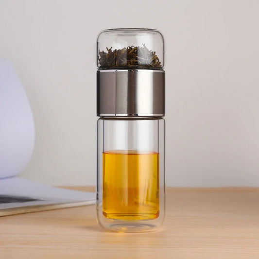 Double-Layer Glass Tea Cup with Anti-Drop Filter