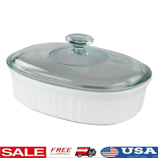 Elegant French White Ceramic Baking Dish Set