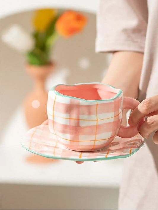 Hand-Drawn Flower Ceramic Coffee Cup