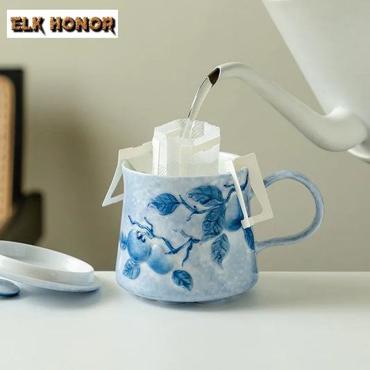 370ml Mist Blue Hand-Painted Coffee Mug
