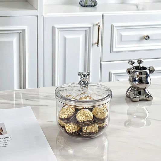 Transparent Food Storage Pots with Lid