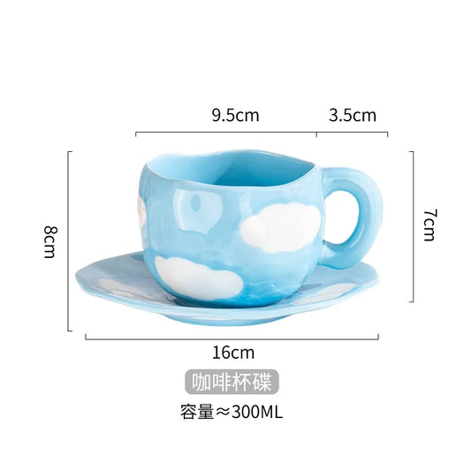 Hand-Drawn Flower Ceramic Coffee Cup